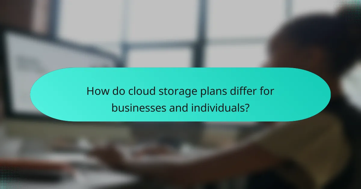 How do cloud storage plans differ for businesses and individuals?