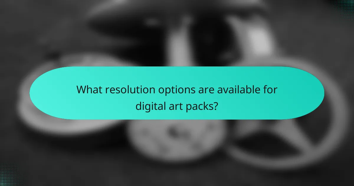 What resolution options are available for digital art packs?